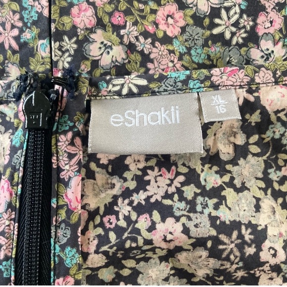 EShakti Fit & Flare Dress Floral Print Dress Size XL 16 - Picture 3 of 3
